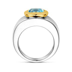 ring blauw topaas goud met zilver