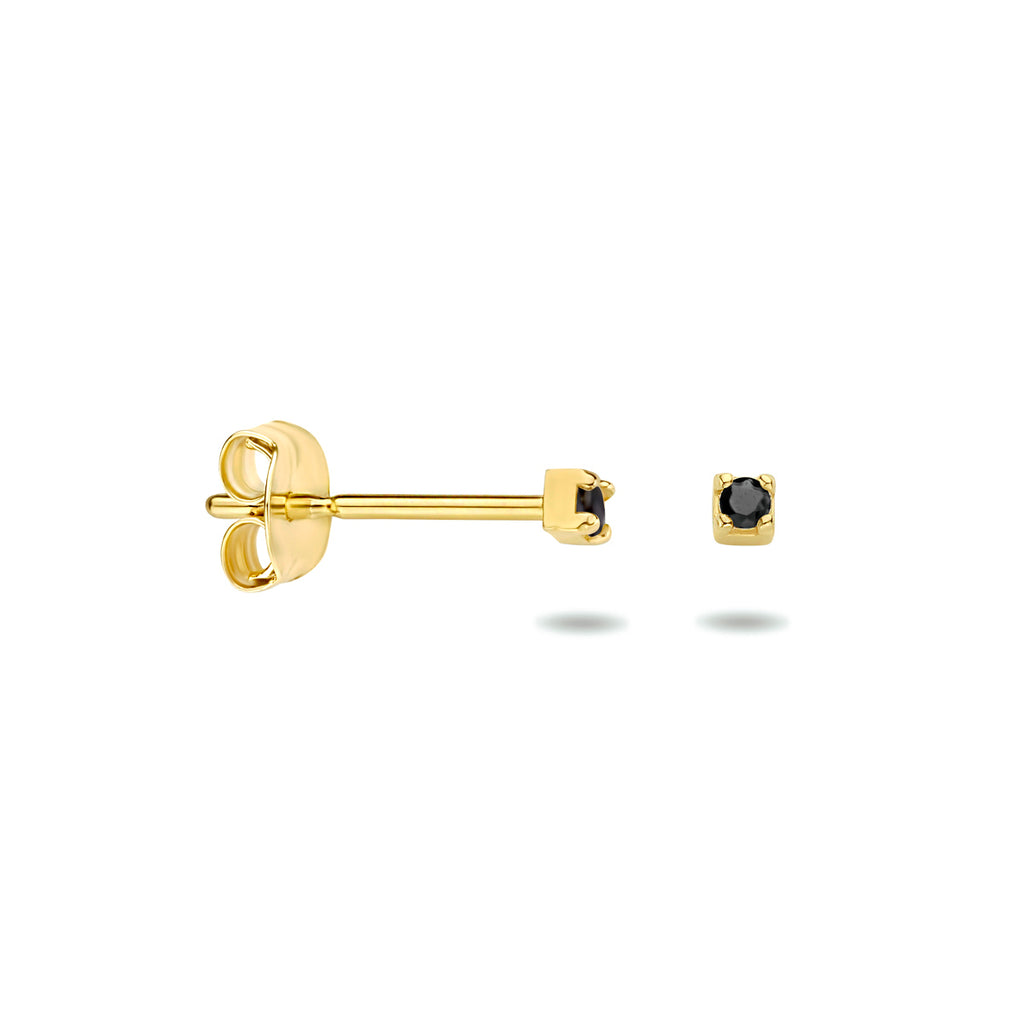 Ohrstecker schwarzer Zirkonia 14K Gelbgold