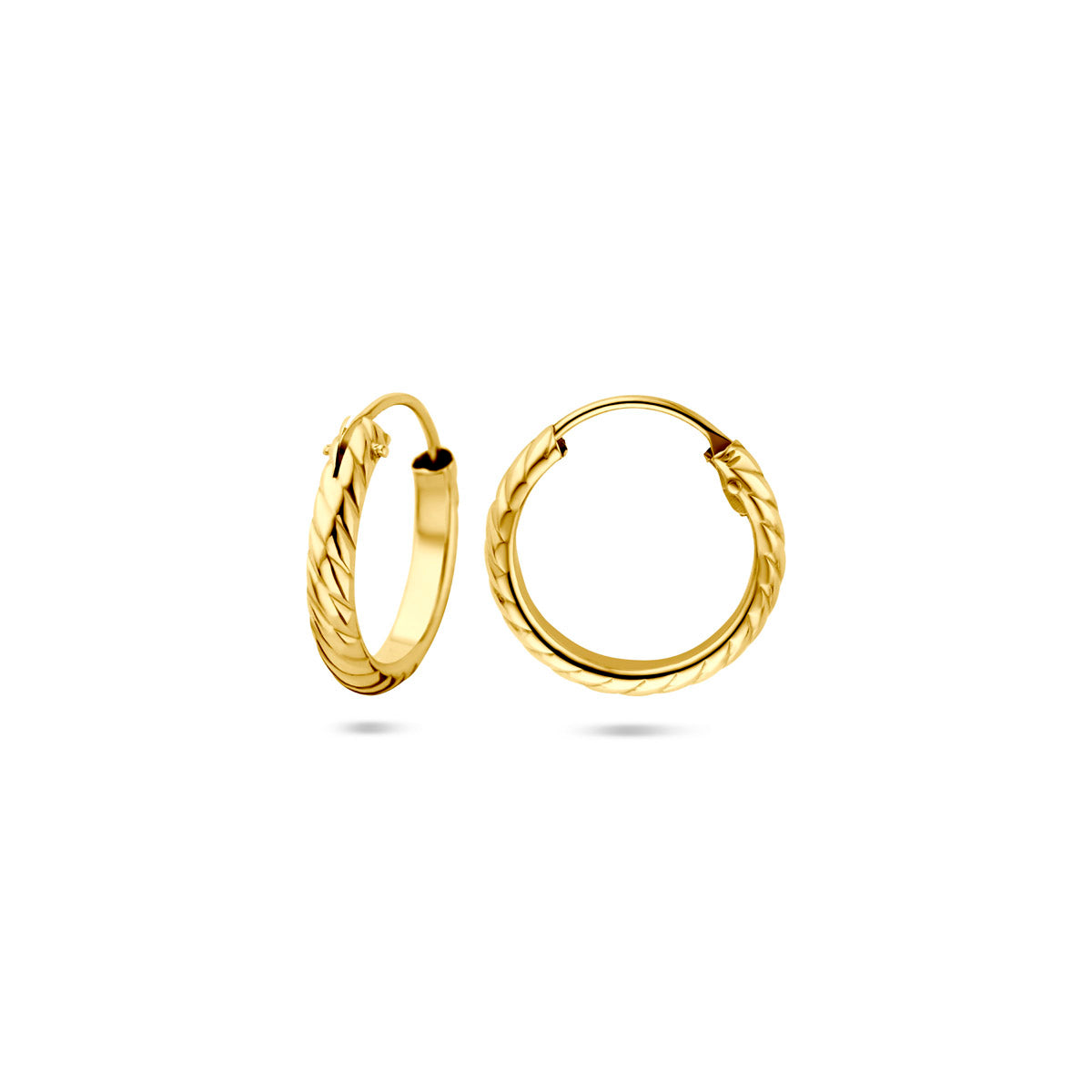 oorringen gedraaid 12,5 mm 14K geelgoud