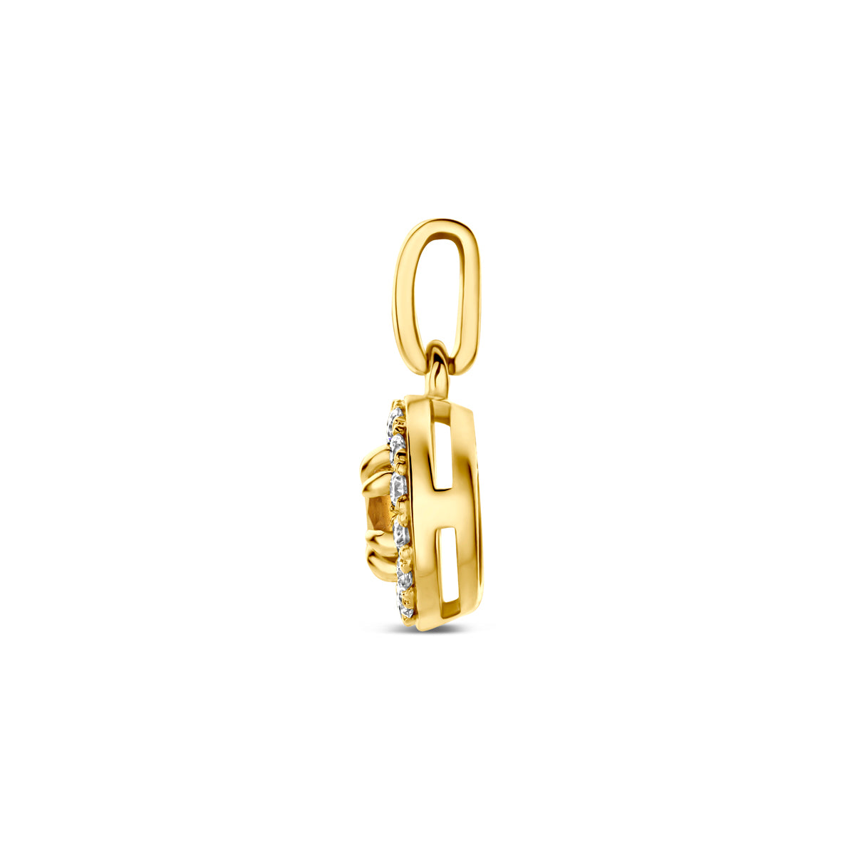 hanger citrien en lab grown diamant 0.08ct f vs 7 mm 14K geelgoud