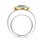 ring blauw topaas 14K goud en zilver