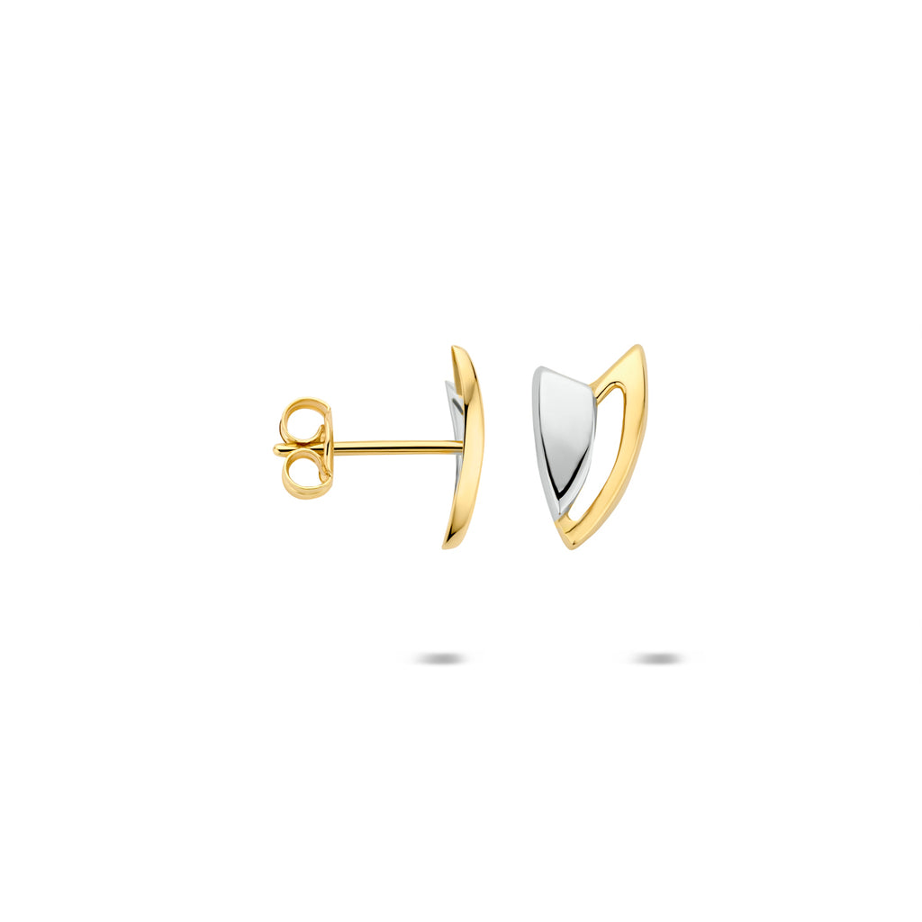 oorknoppen bicolor gestift 14K geelgoud