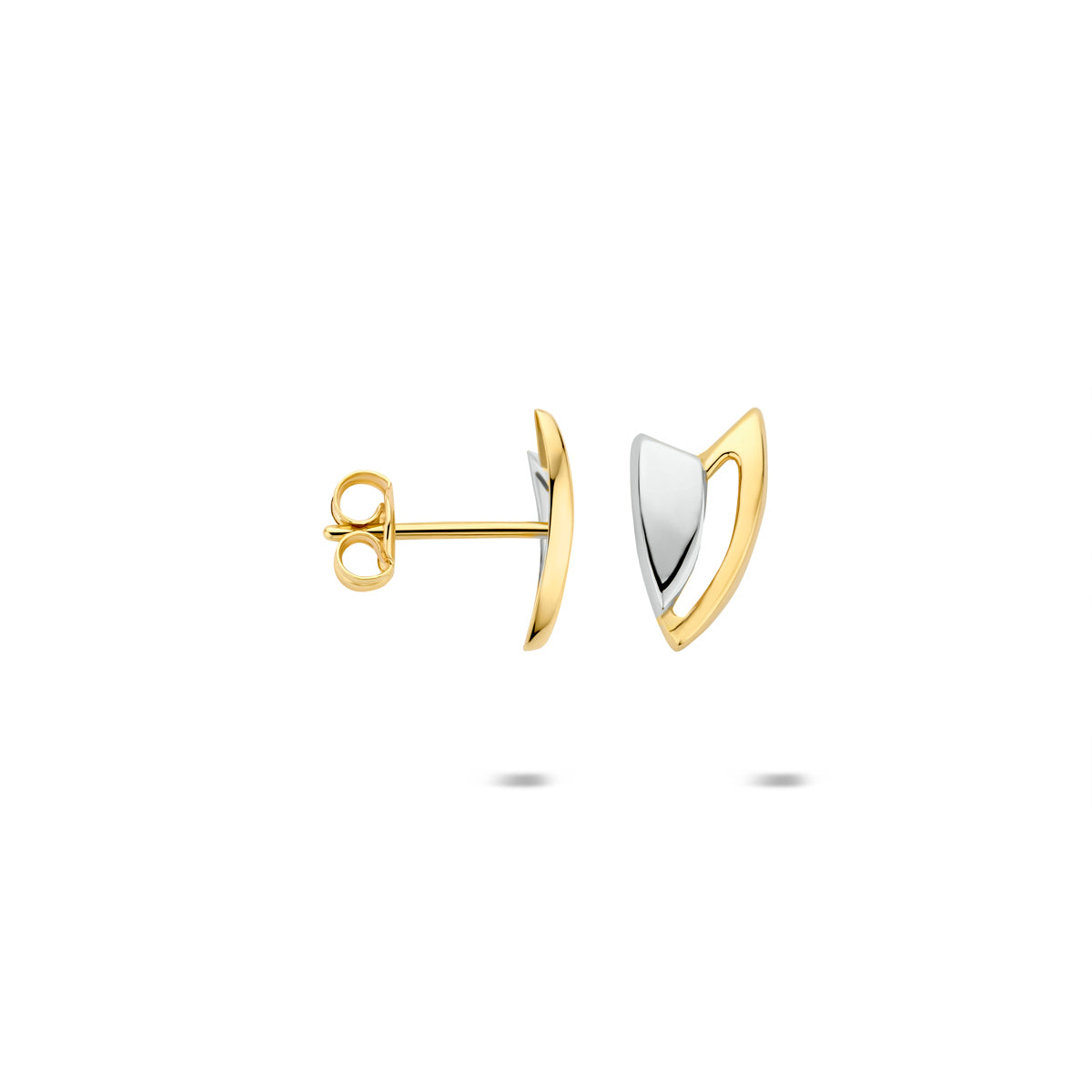 oorknoppen bicolor gestift 14K geelgoud
