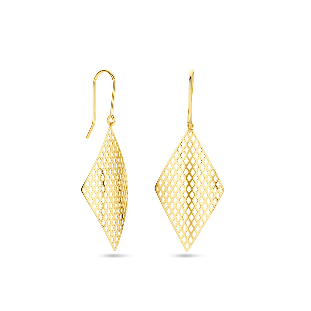 oorhangers ruit franse haak 14K geelgoud