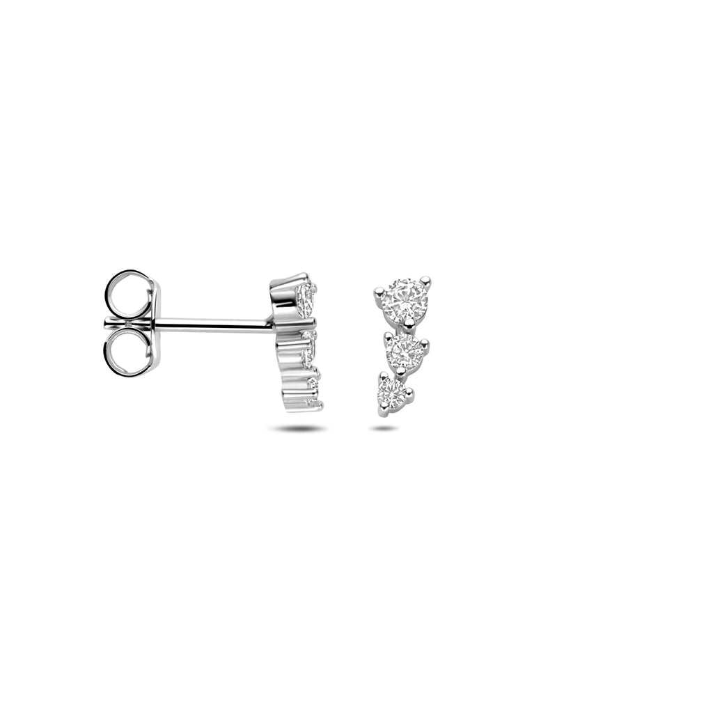 oorknoppen zirkonia 9 mm zilver gerhodineerd