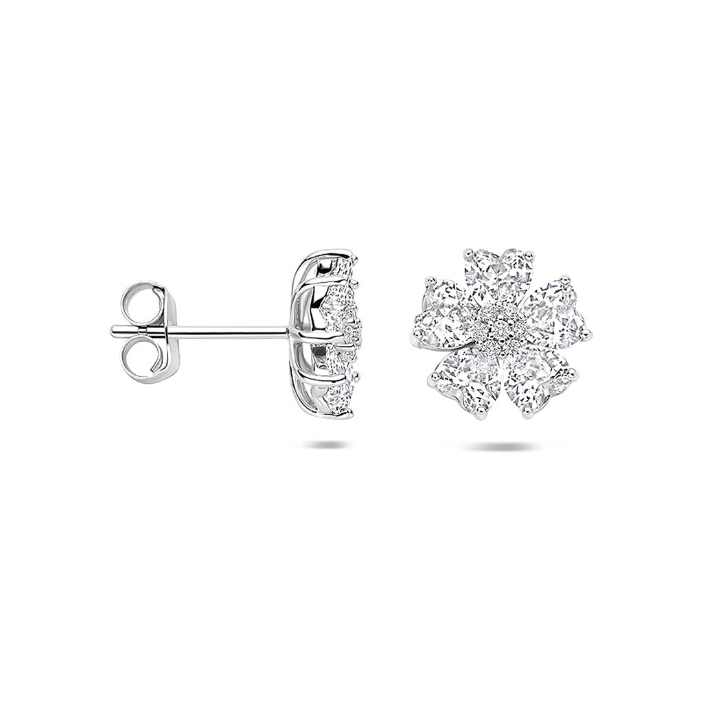 oorknoppen zirkonia 10.5 mm zilver gerhodineerd
