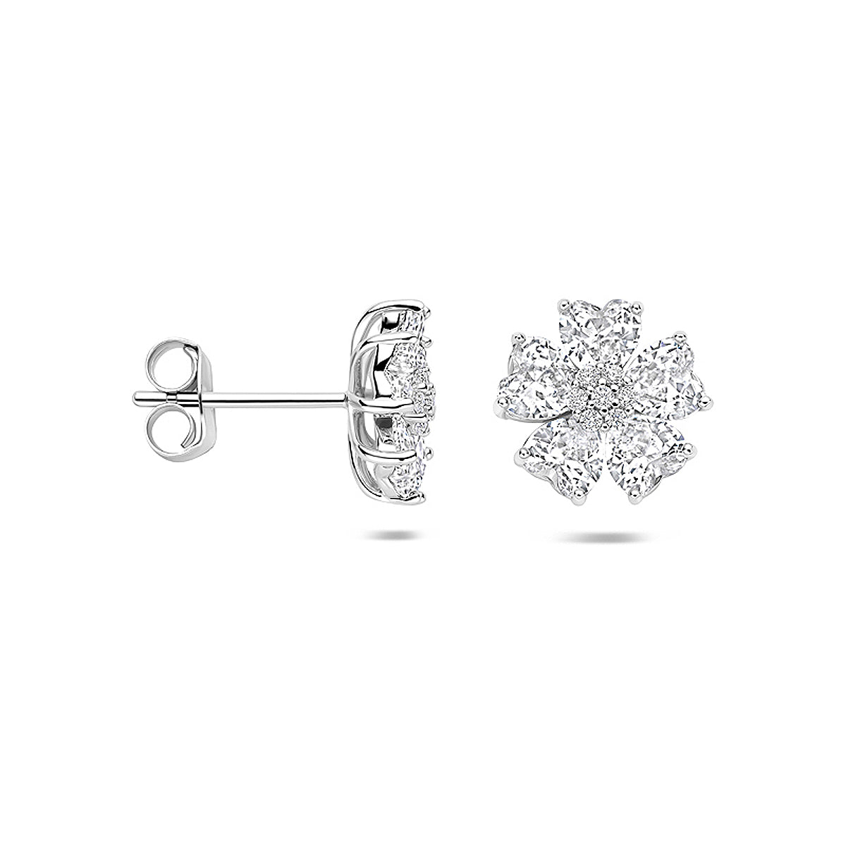 oorknoppen zirkonia 10.5 mm zilver gerhodineerd