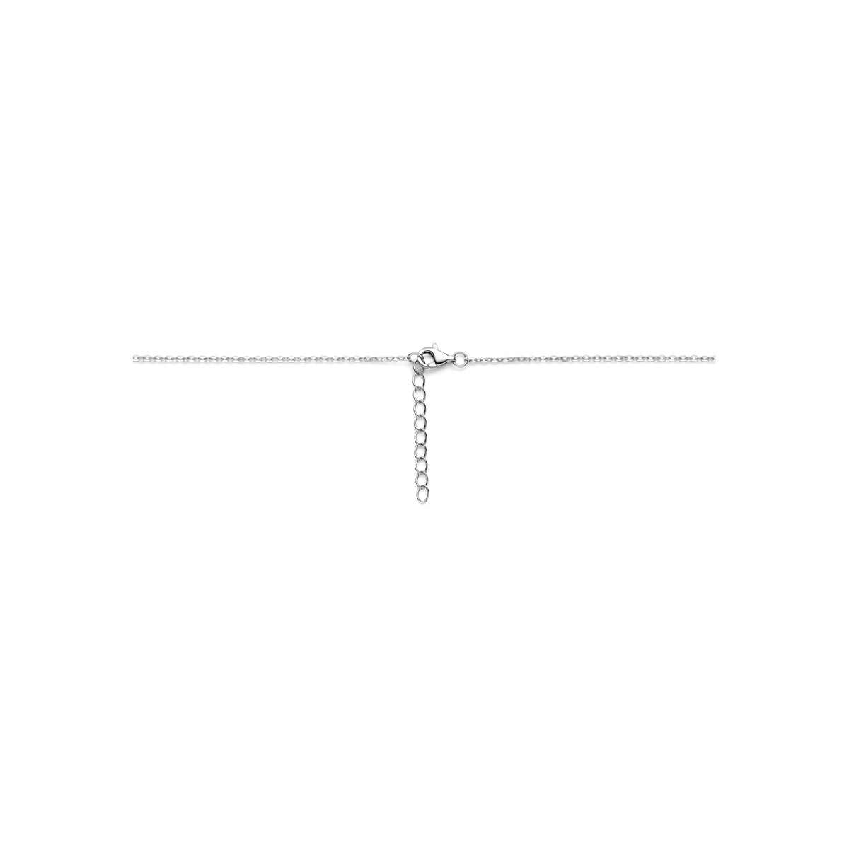 collier parel en zirkonia 42 + 3 cm zilver gerhodineerd