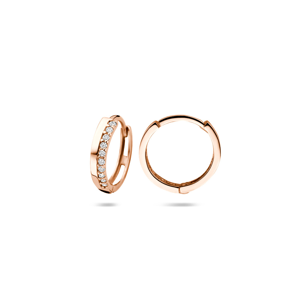 Klappcreolen Zirkonia 14K Roségold