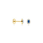 Ohrstecker synth. Swarovski und Saphir 5,5 mm 14K Gelbgold