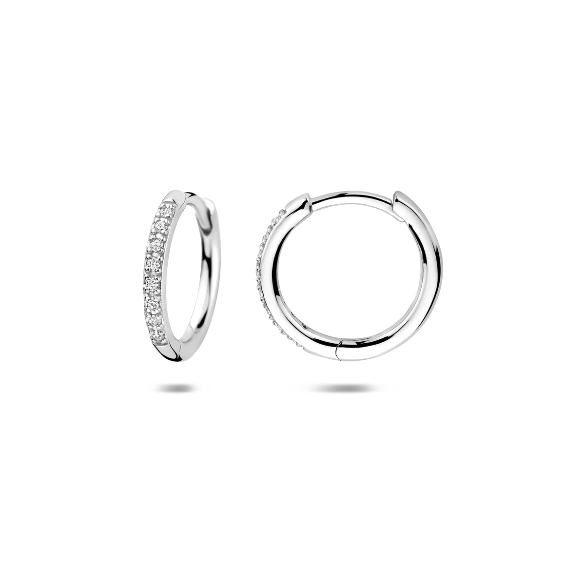 Klappcreolen Zirkonia 15 mm Silber rhodiniert