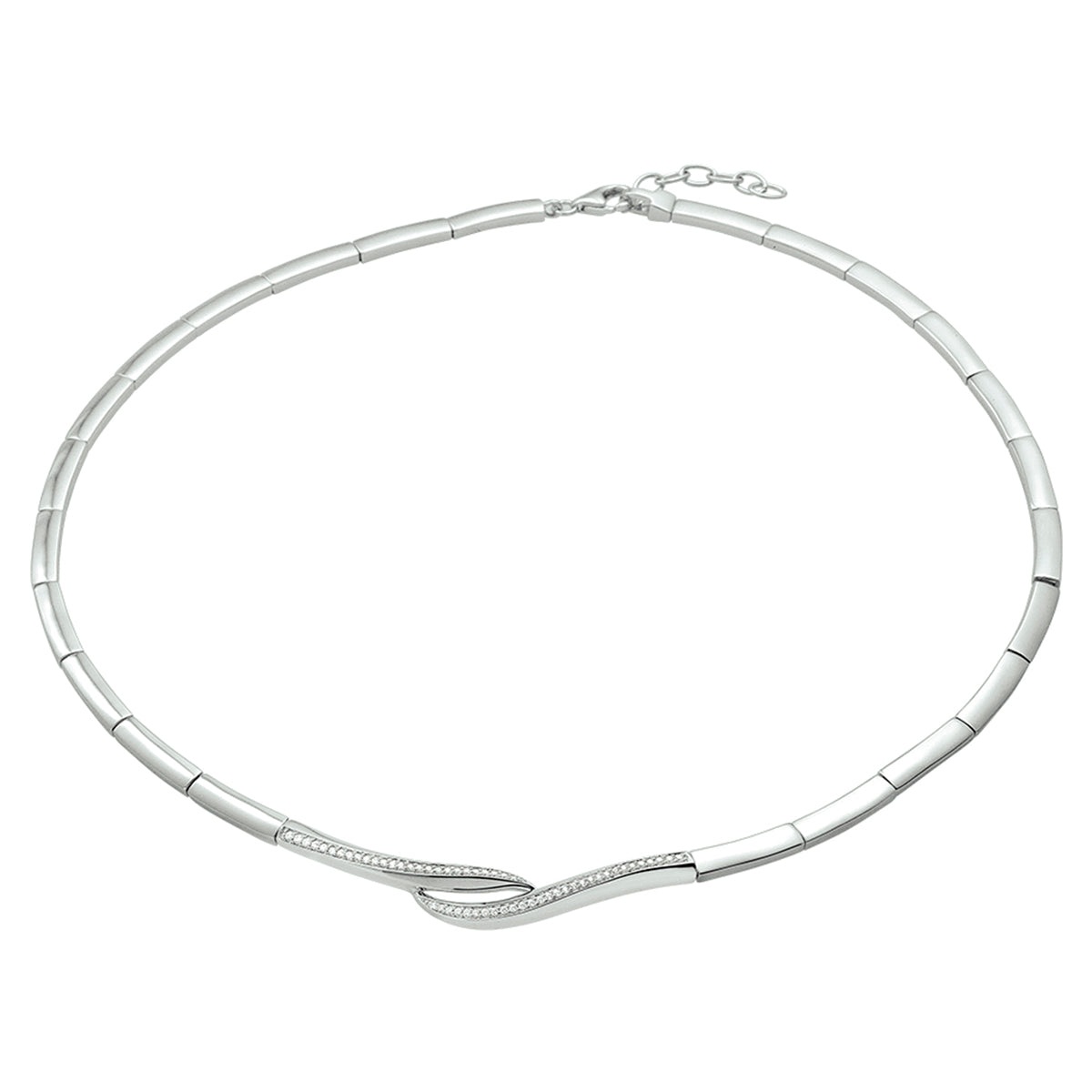 Halskette Zirkonia 43 + 3 cm Silber rhodiniert