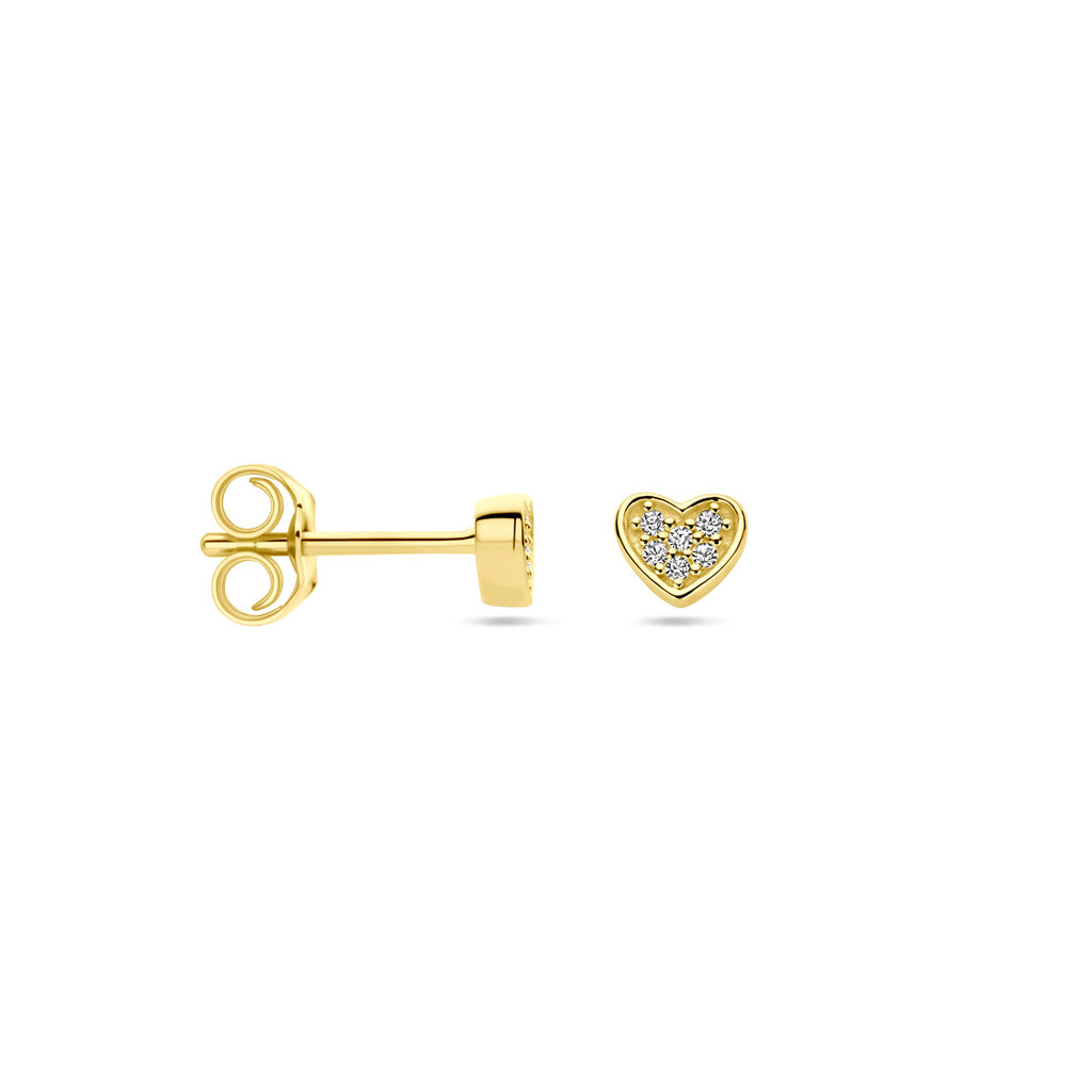 oorknoppen hart diamant h si 14K geelgoud