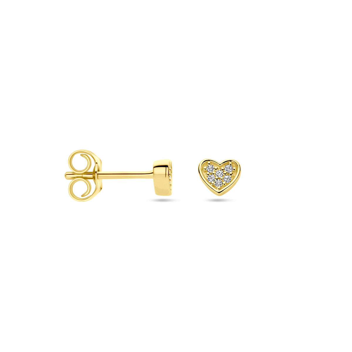 oorknoppen hart diamant h si 14K geelgoud