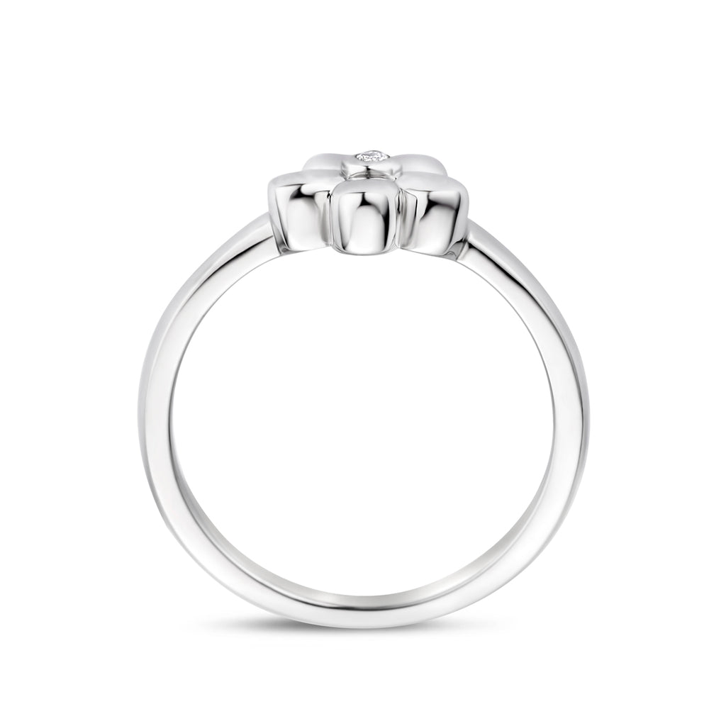 ring bloem zirkonia zilver gerhodineerd