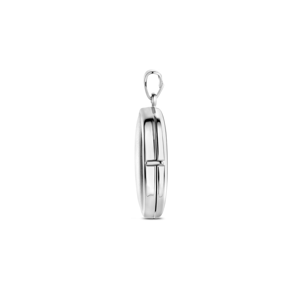 medaillon ovaal poli/mat 22 mm zilver gerhodineerd