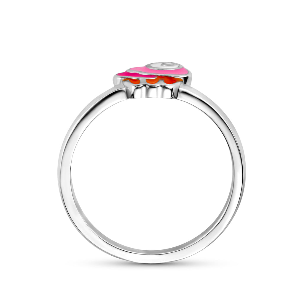 ring cupcake emaille zilver gerhodineerd