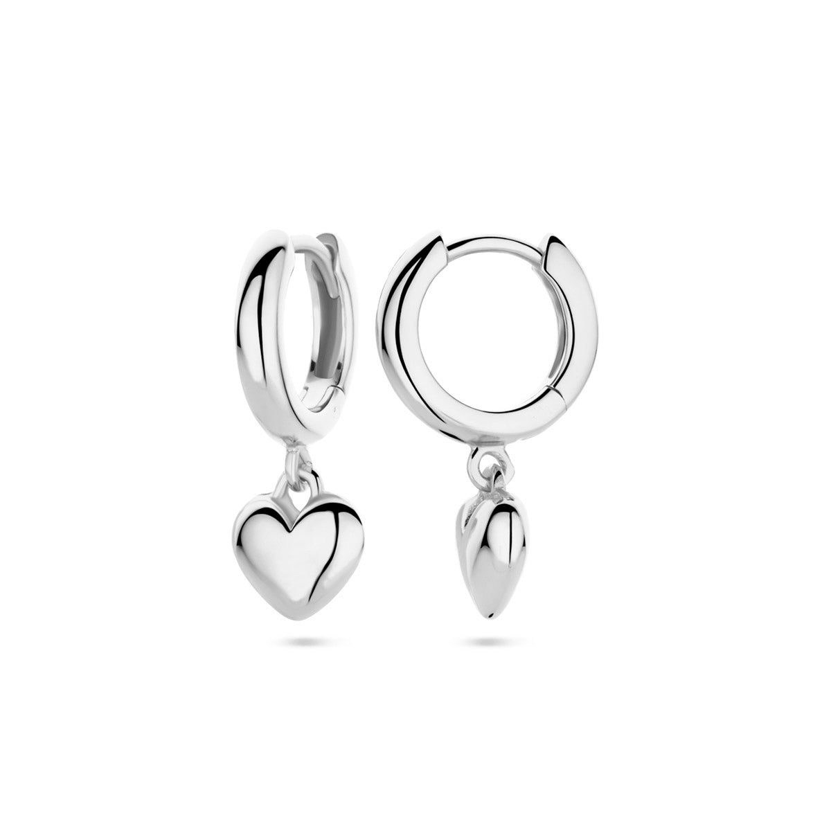 Klappcreolen Herz 18 mm rhodiniertes Silber