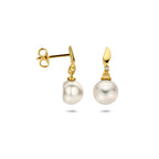 Ohrhänger Perle und Diamant 0.01ct (2x 0.005ct) h p 17 mm 14K Gelbgold