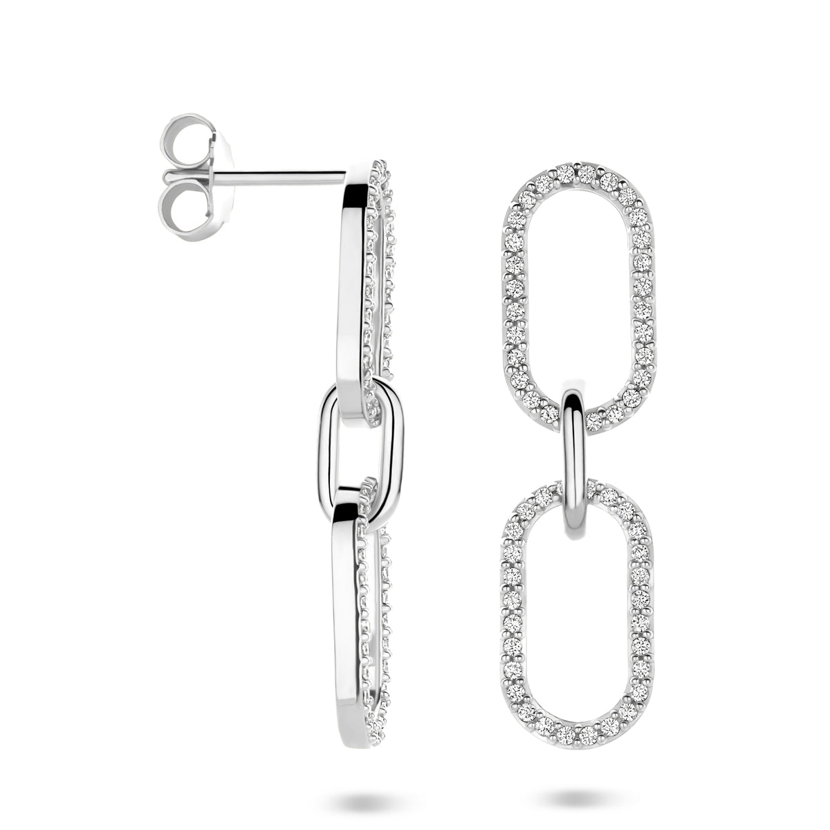 oorhangers zirkonia 33 mm zilver gerhodineerd