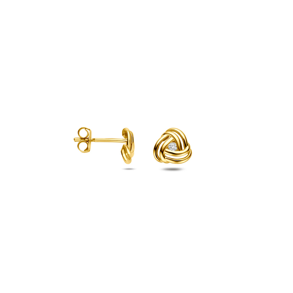 Ohrstecker Zirkonia 6 mm 14K Gelbgold