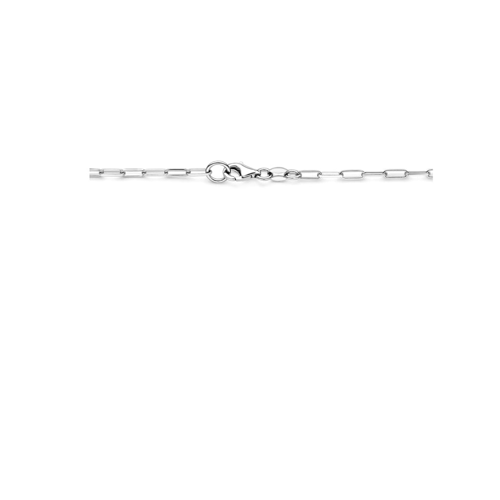 Paperclip Collier mit Verbinder 46 cm Silber rhodiniert