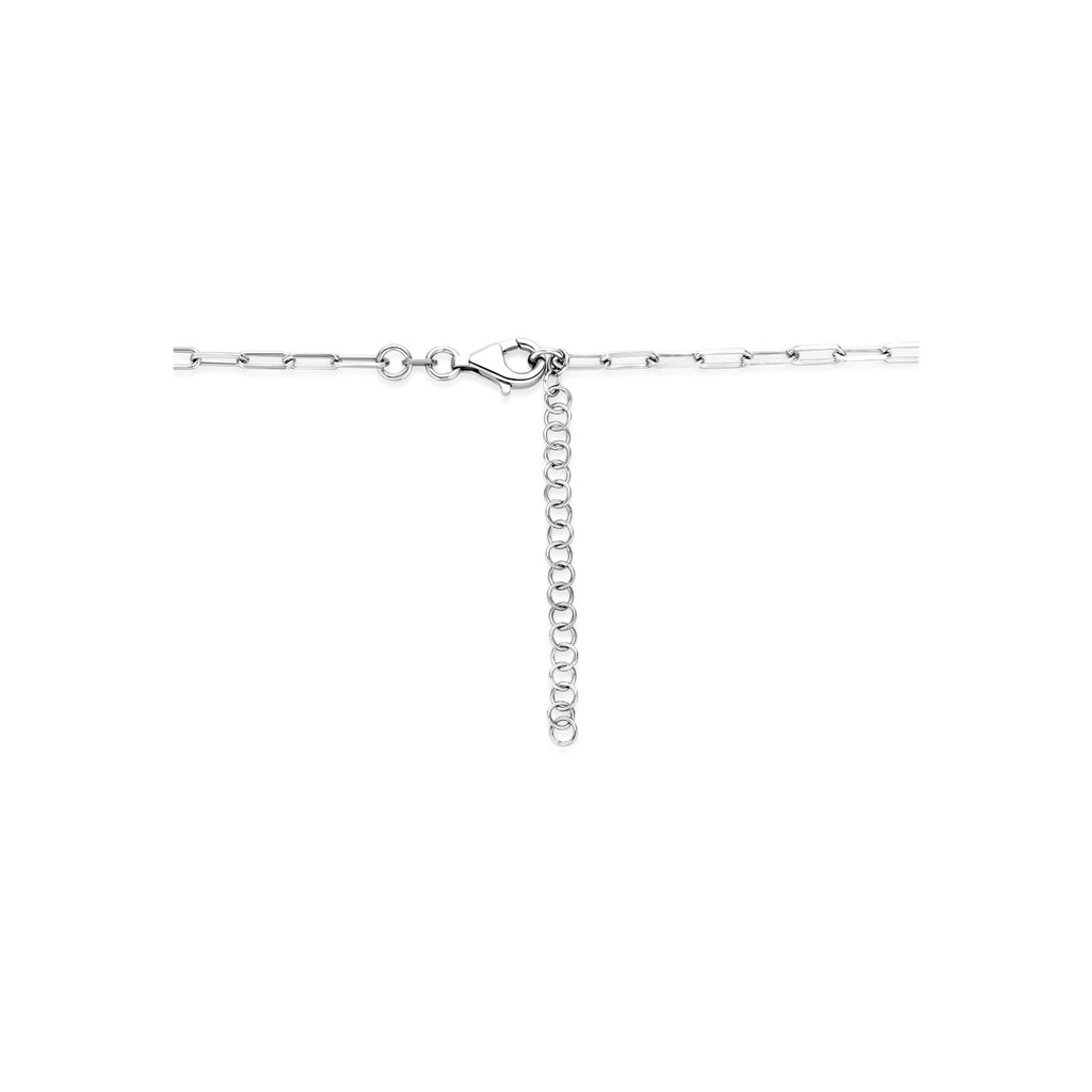 collier parel 40,5 + 5 cm zilver gerhodineerd