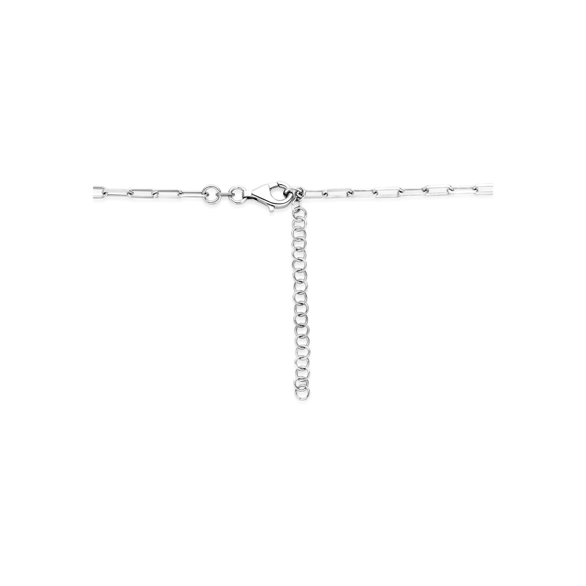 collier parel 40,5 + 5 cm zilver gerhodineerd