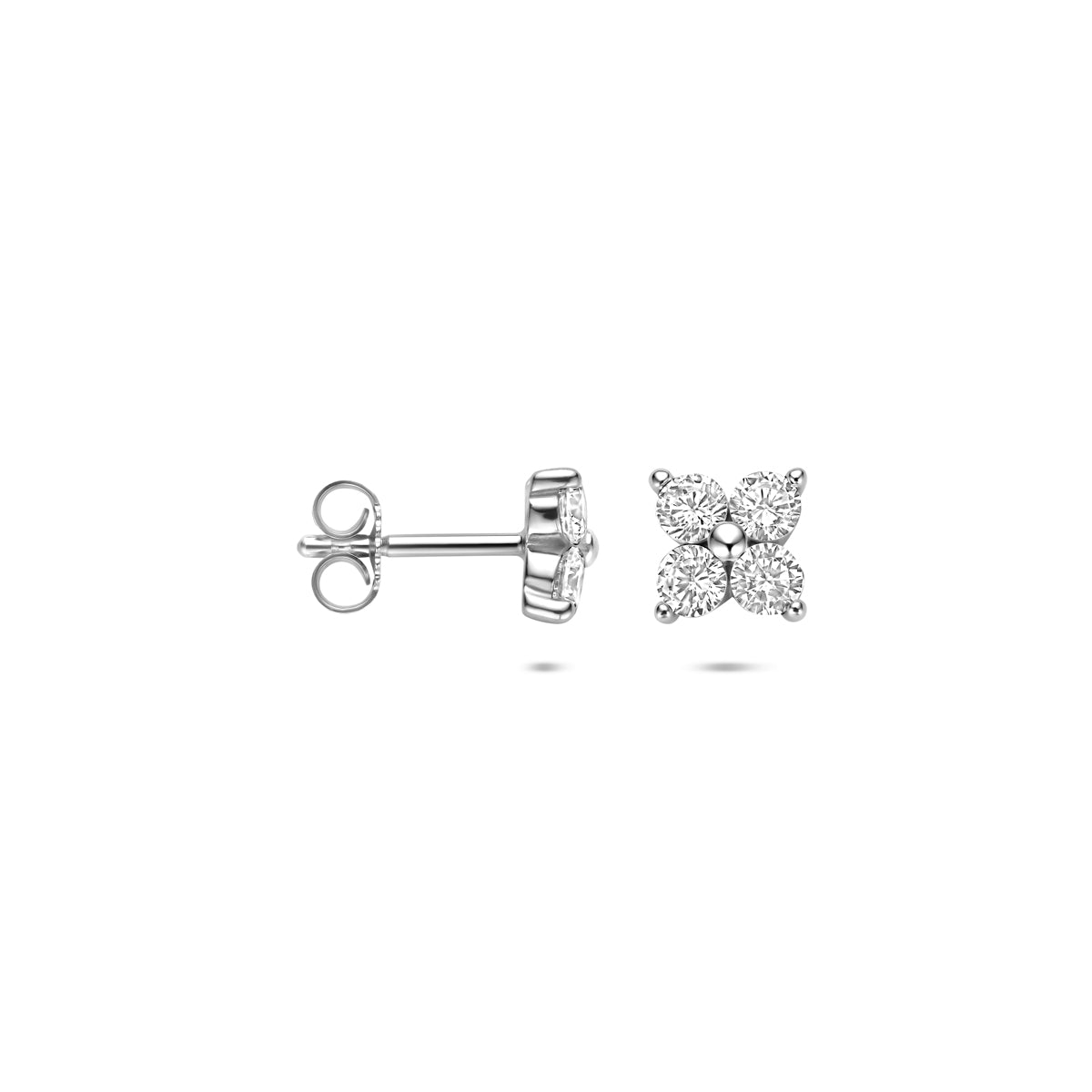 Ohrstecker Zirkonia 6,5 mm rhodiniertes Silber