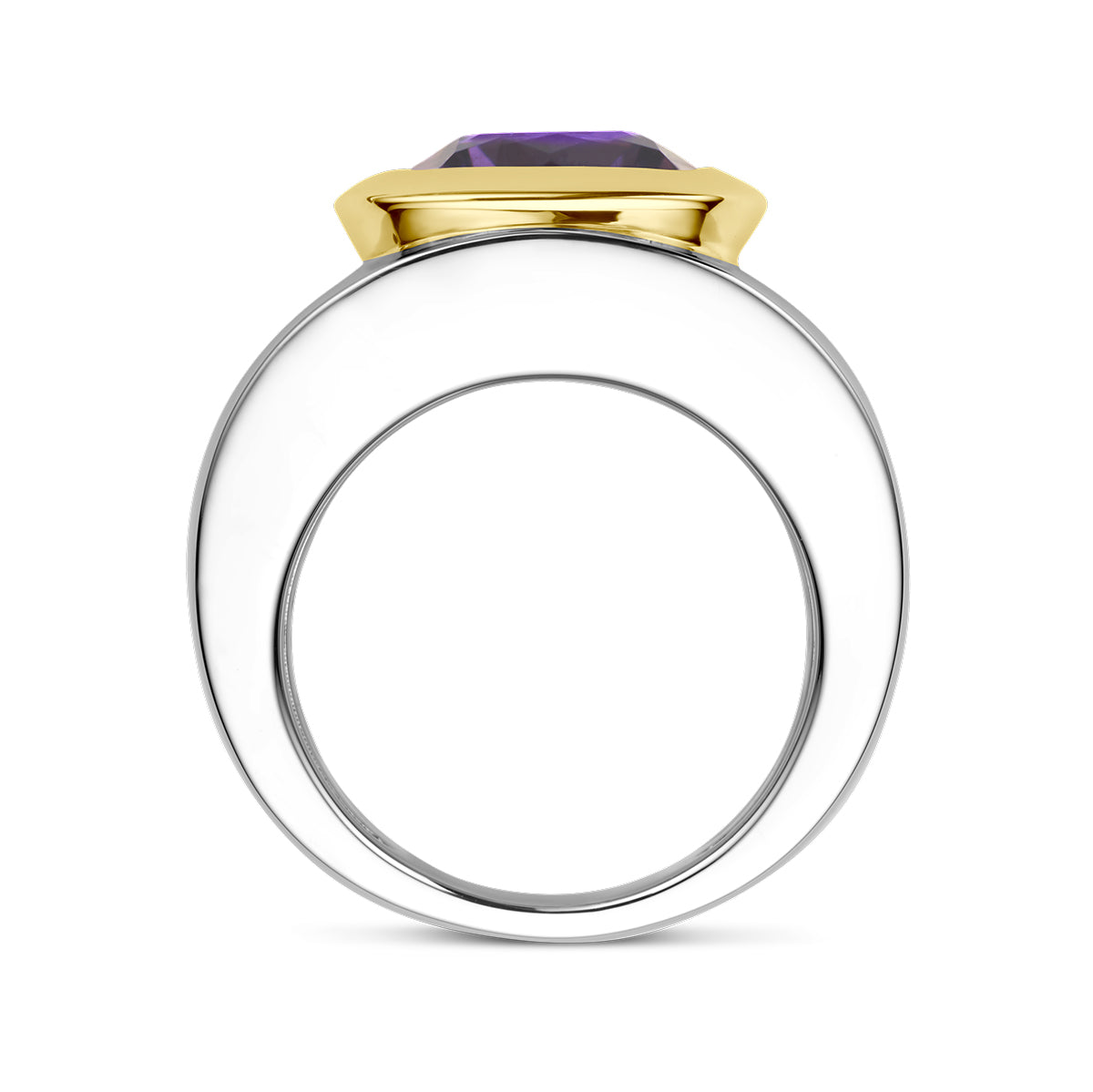 ring amethist 14K goud en zilver