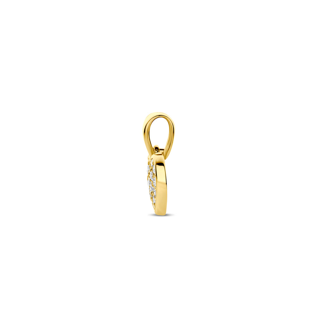 hanger hartje lab grown diamant 0.19ct f vs 7,5 mm 14K geelgoud
