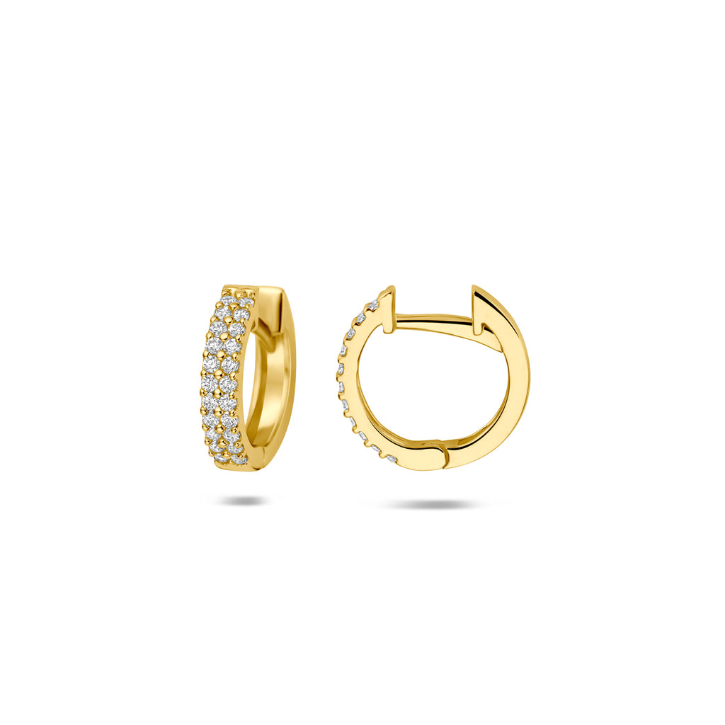 klapoorringen rond zirkonia 12 mm 14K geelgoud - rond