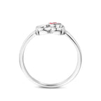 Ring Herz und Marienkäfer Emaille Silber rhodiniert