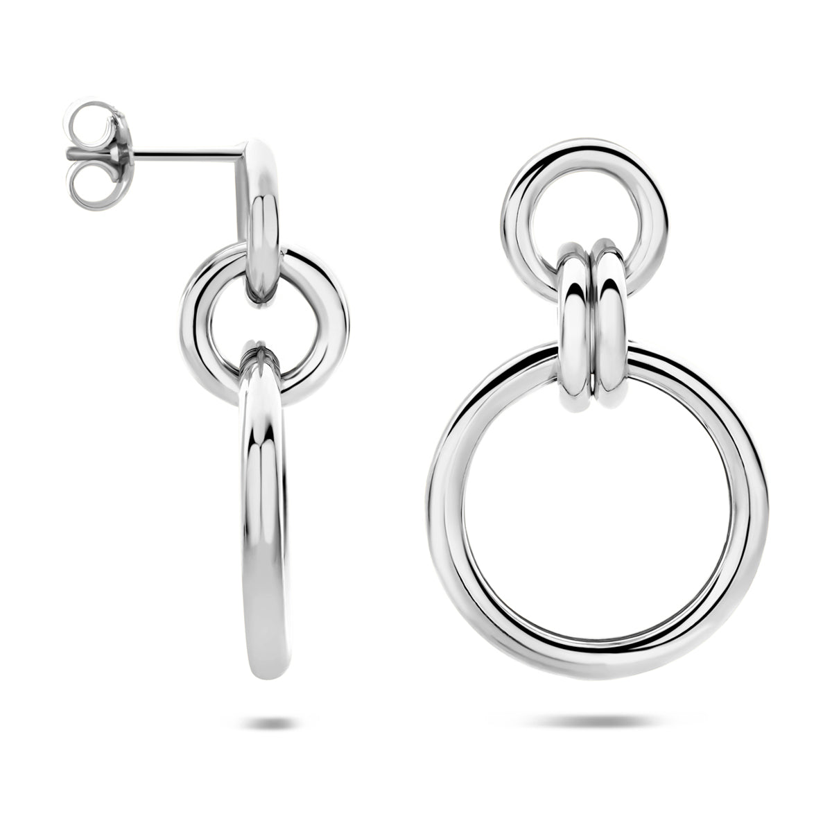 oorhangers 32 mm zilver gerhodineerd - rond