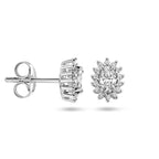 oorknoppen zirkonia halo zilver gerhodineerd