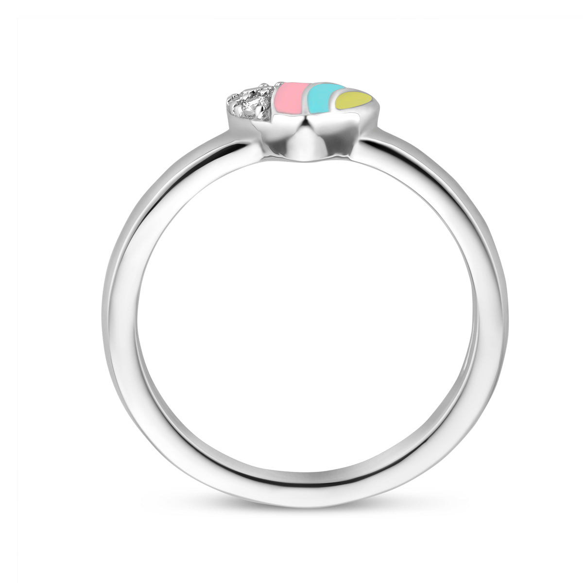 Ring Herz Zirkonia Emaille Silber rhodiniert