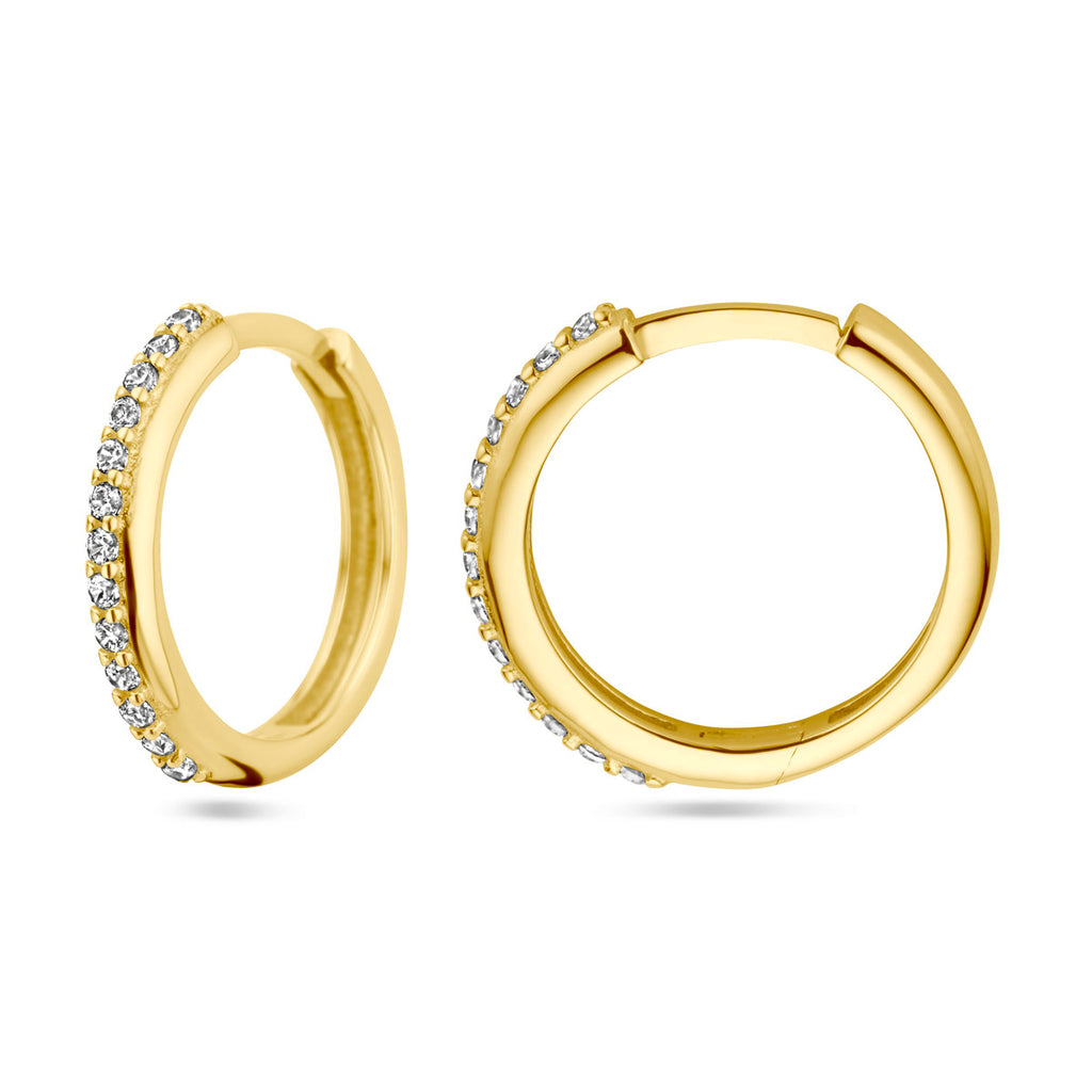 klapoorringen zirkonia 14K geelgoud