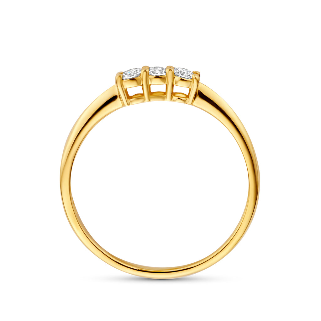 trilogie ring lab grown diamant 0.15ct g vs 14K geelgoud