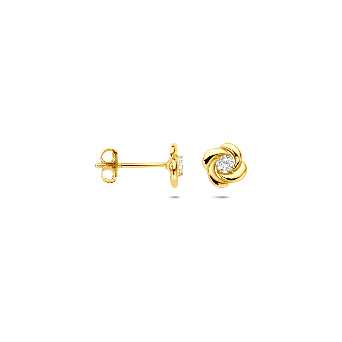 oorknoppen zirkonia 6,5 mm 14K geelgoud