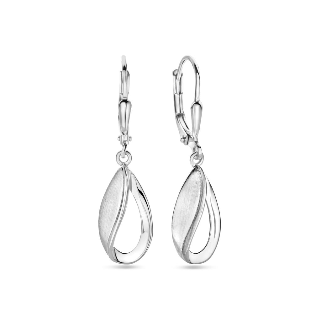 oorhangers druppel brisur haak poli/mat 33 mm zilver gerhodineerd