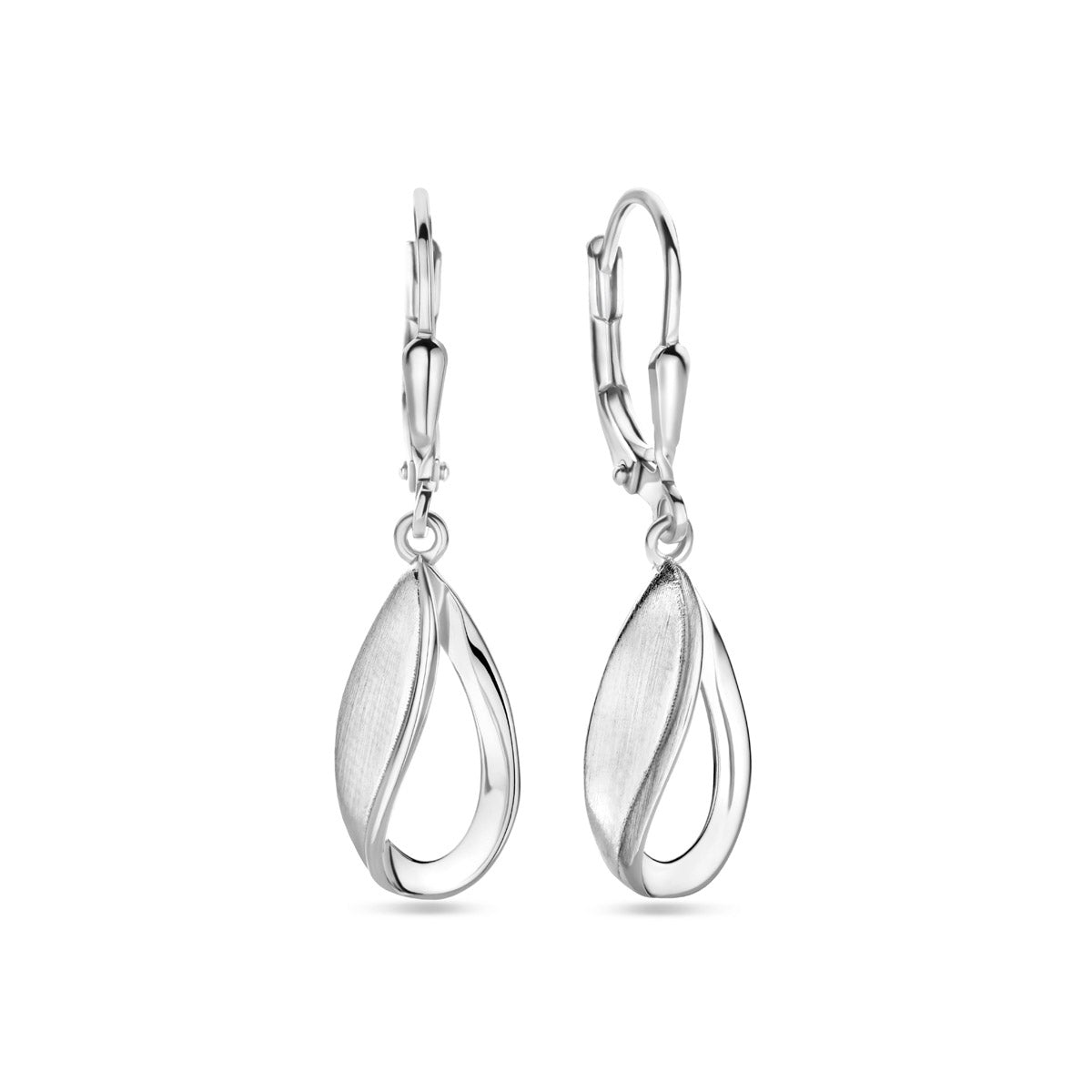 oorhangers druppel brisur haak poli/mat 33 mm zilver gerhodineerd