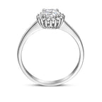 Ring Zirkonia Halo Silber rhodiniert