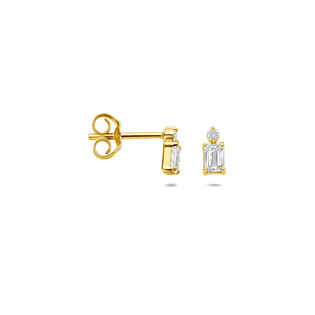 oorknoppen lab grown diamant 0.32ct (2x 0.16ct) g vs 6,5 mm 14K geelgoud