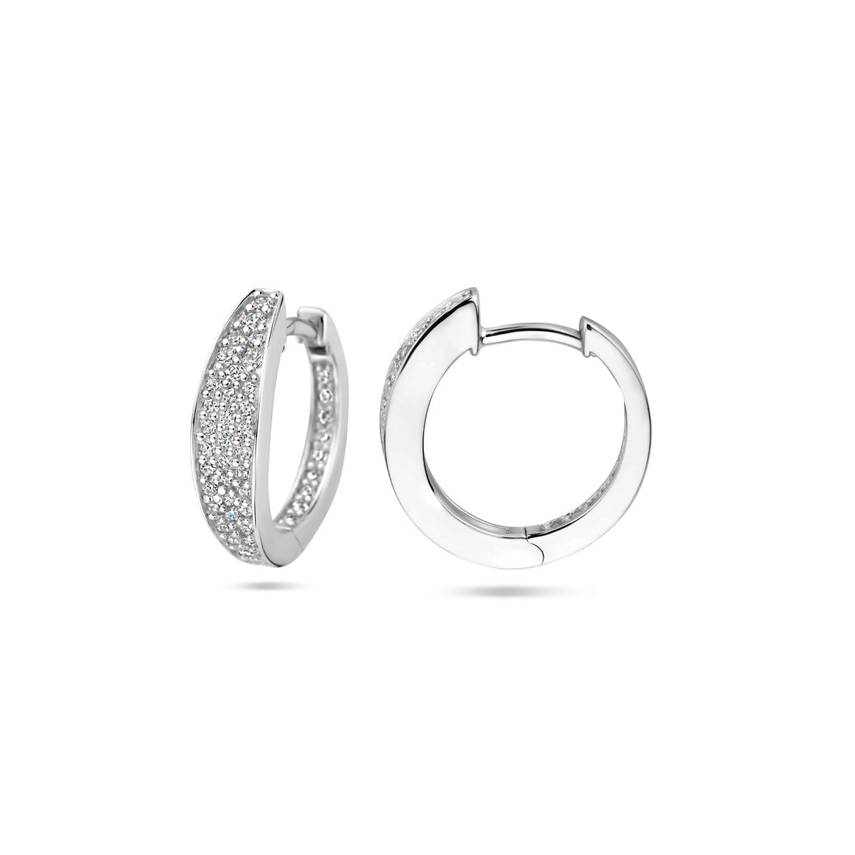 Klappohrringe Zirkonia 16 mm Silber rhodiniert