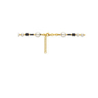 collier parel en onyx 48 + 3 cm 3 micron zilver verguld (geel)