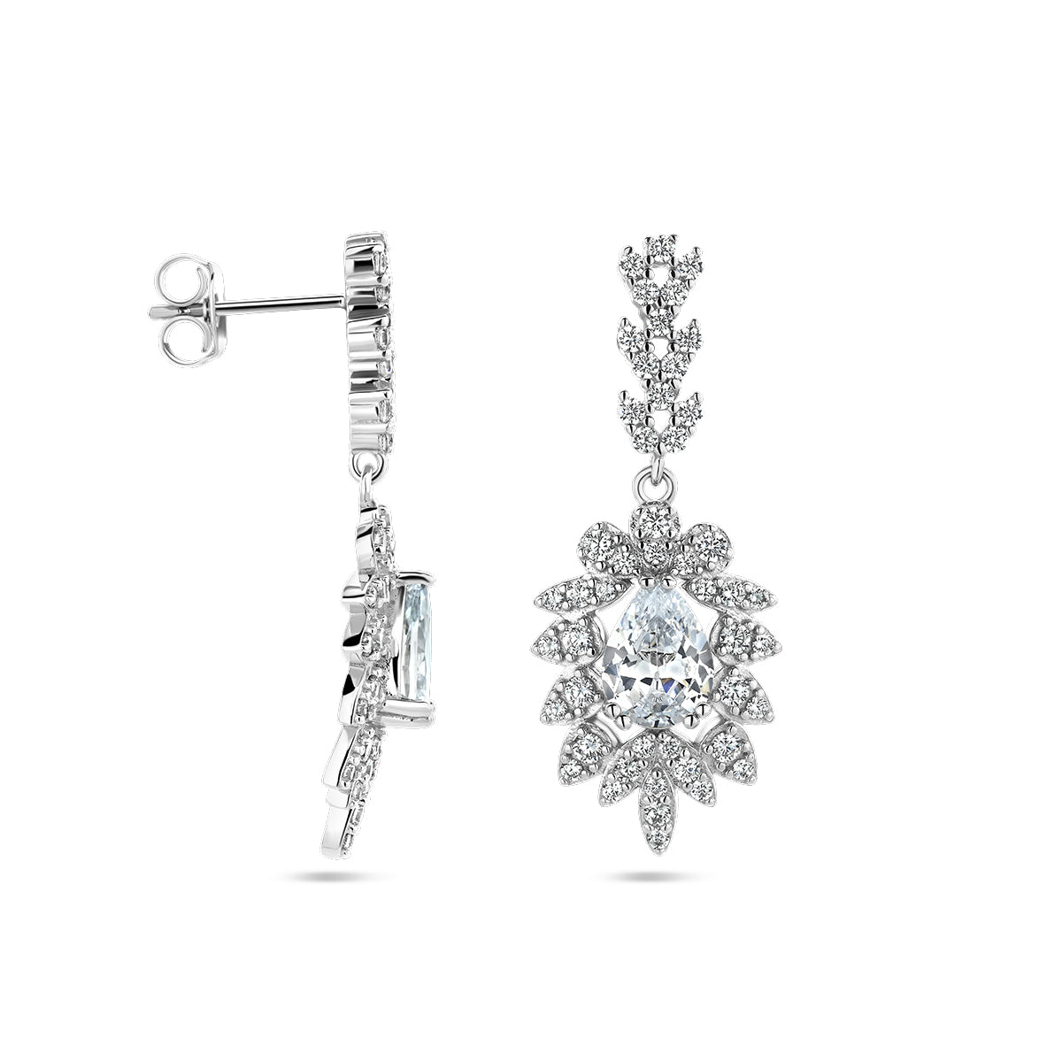 oorhangers zirkonia zilver gerhodineerd