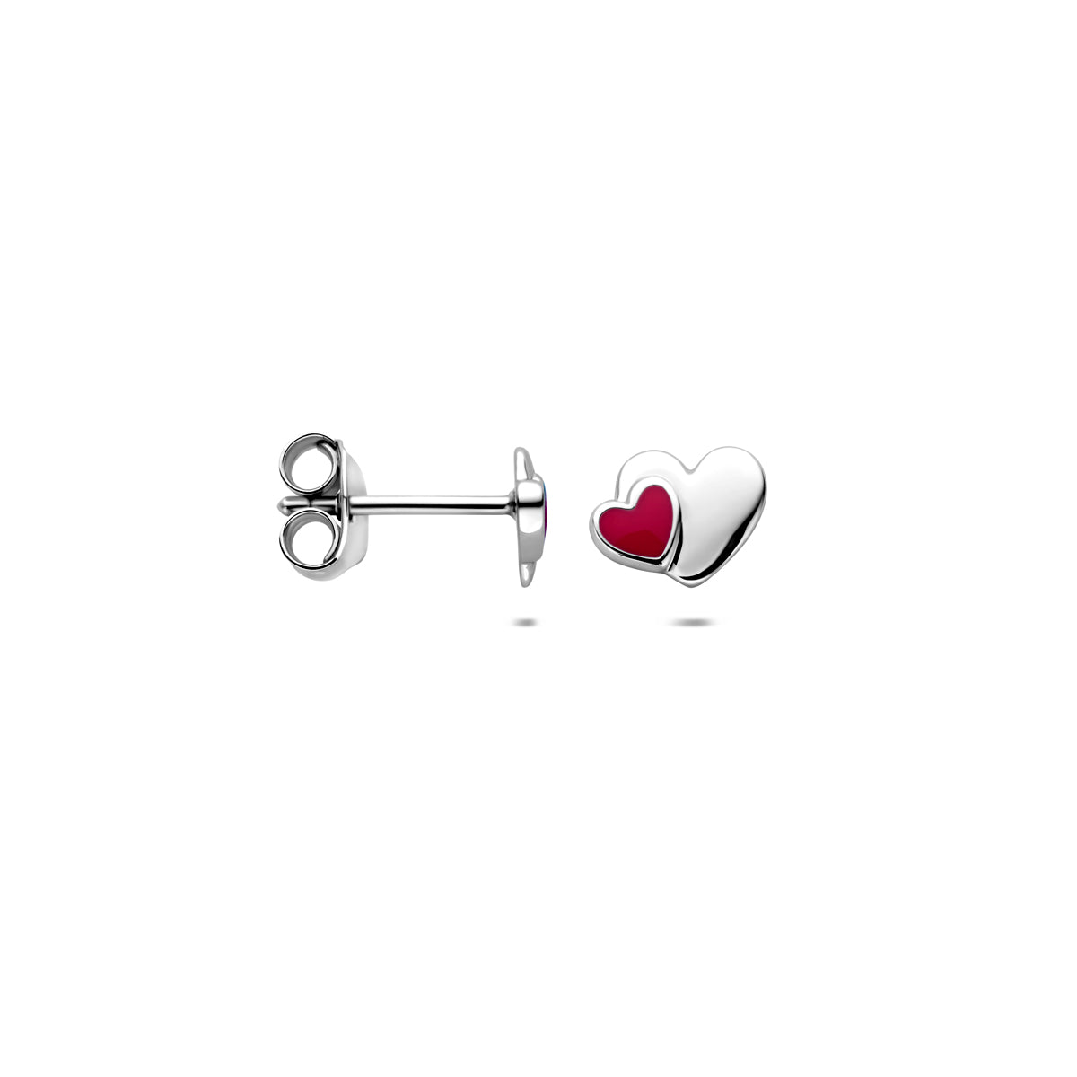 Ohrstecker Emaille Herz 6 mm Silber rhodiniert
