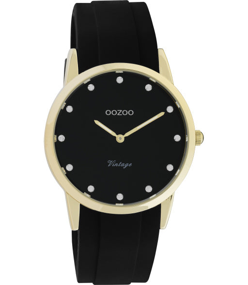 OOZOO Vintage zwart goud strass 38 mm C20178 t Oortje