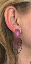 Edelstalen oorhangers met een boom