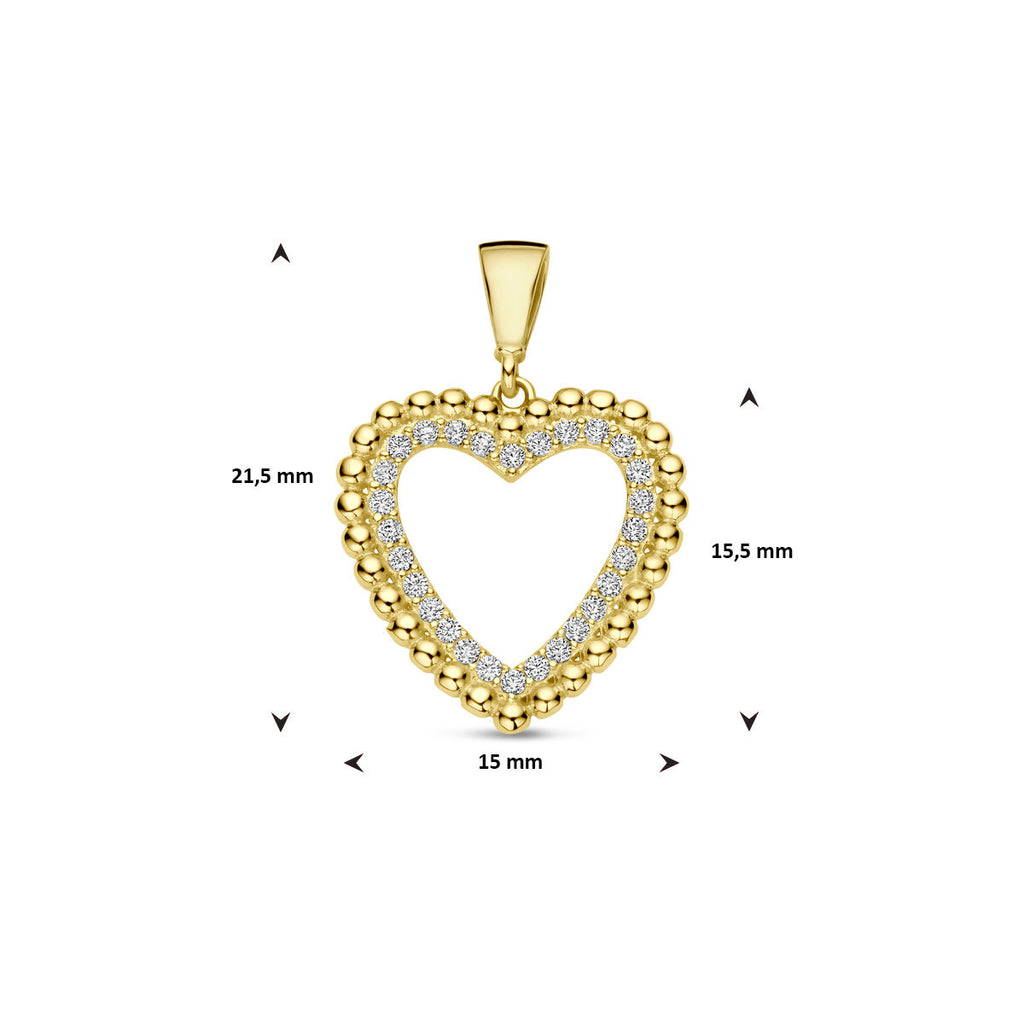 Hanger hartje zirkonia 14k geelgoud